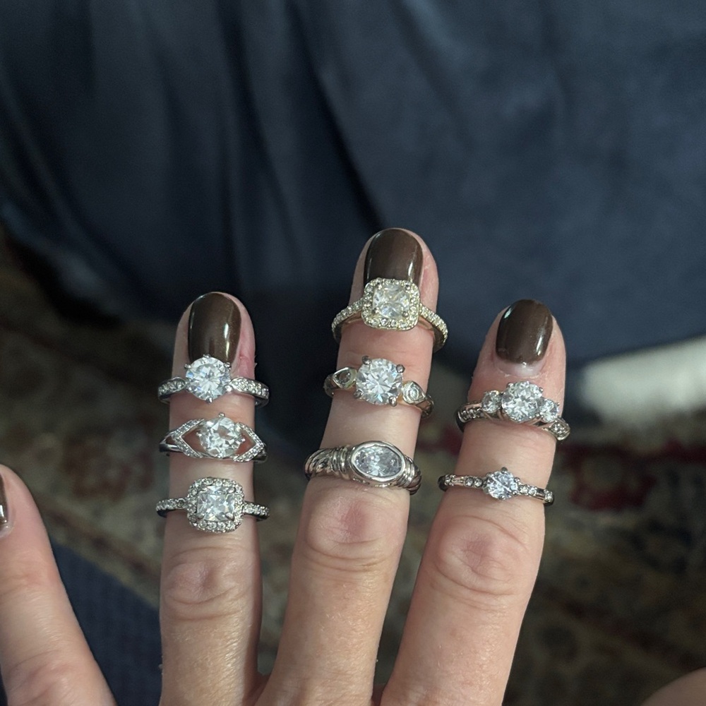 Elegant Silver cz Diamond Rings Set